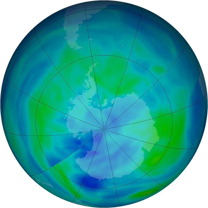 Antarctic ozone map for 24 March 2005